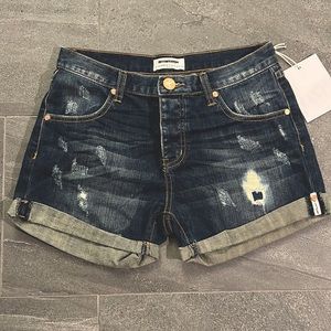 NWT one teaspoon cowboy charger denim destroyed jean shorts 25